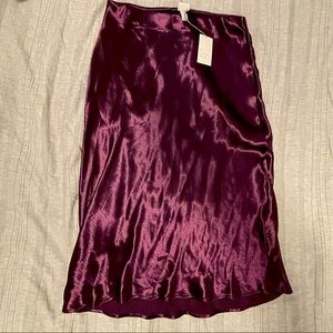 Purple satin pull-on skirt